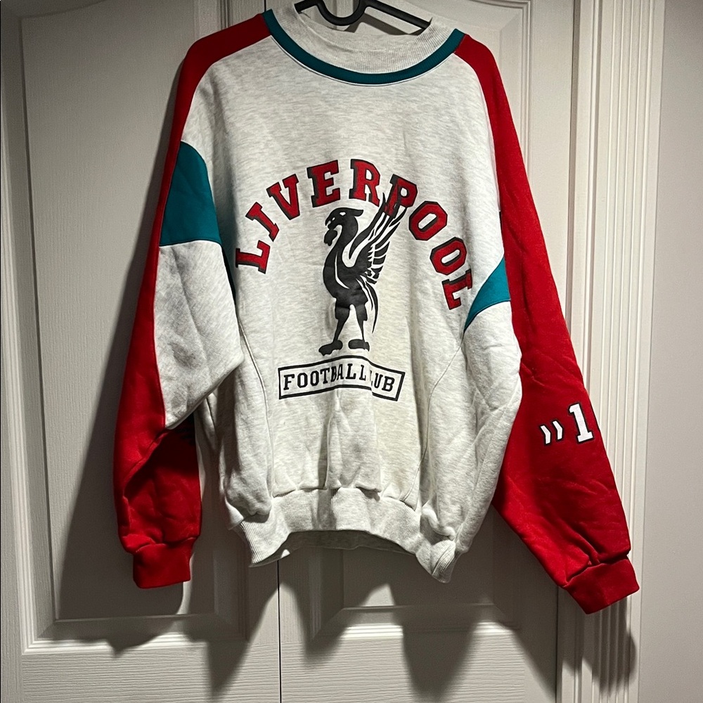 adidas vintage Red and grey Liverpool Sweatshirt size M